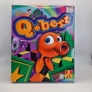 Q*Bert PC CD-ROM Game 1999 Hasbro Atari Windows 95/98 Big Box CIB